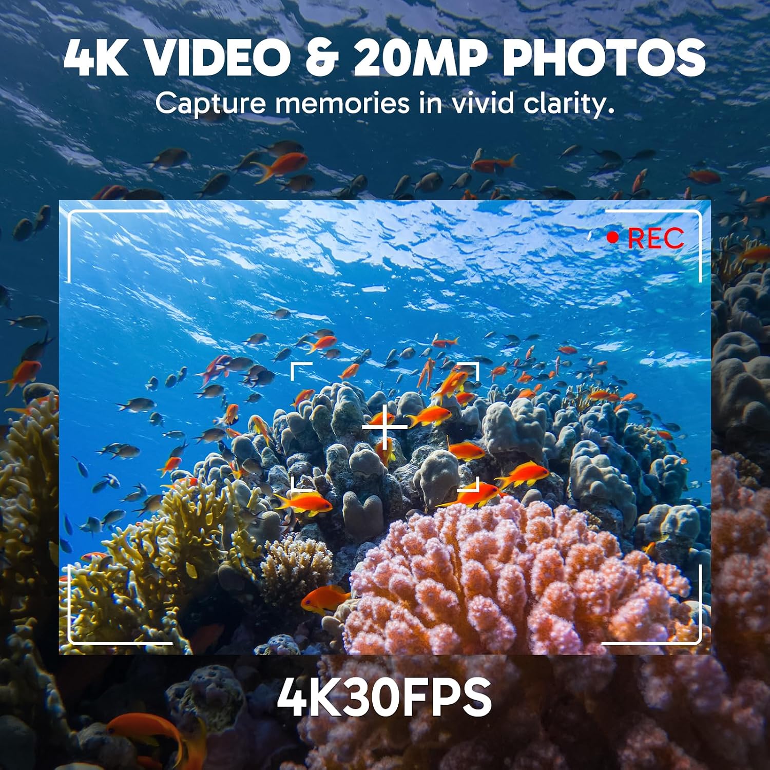 EK7000 Pro 4K30fps Action Camera with Touch Screen EIS 131ft Waterproof Underwater Camera Remote Control 5X Zoom with