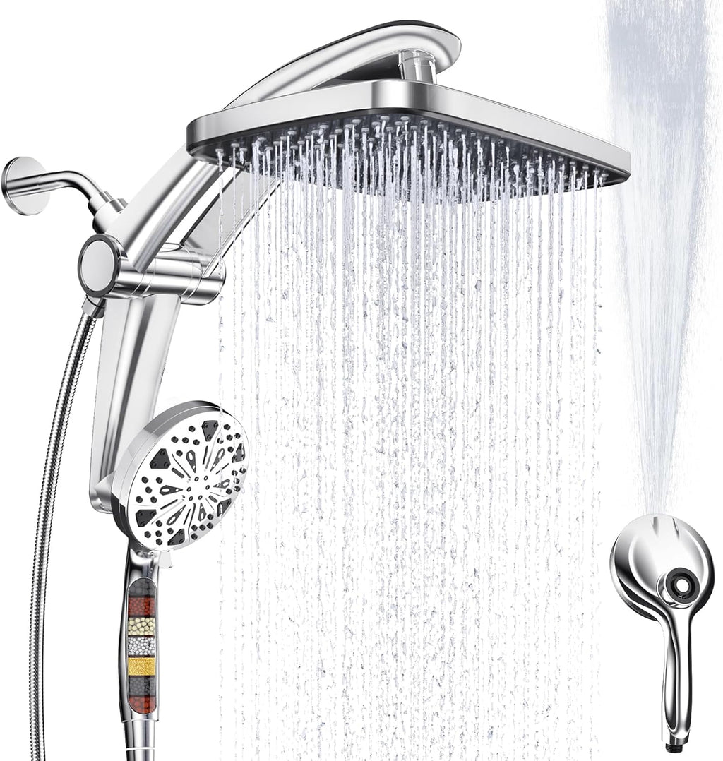 Rain Shower Head with filtered Handheld High Pressure rainfall Shower Heads with Handheld Spray Combo Adjustable