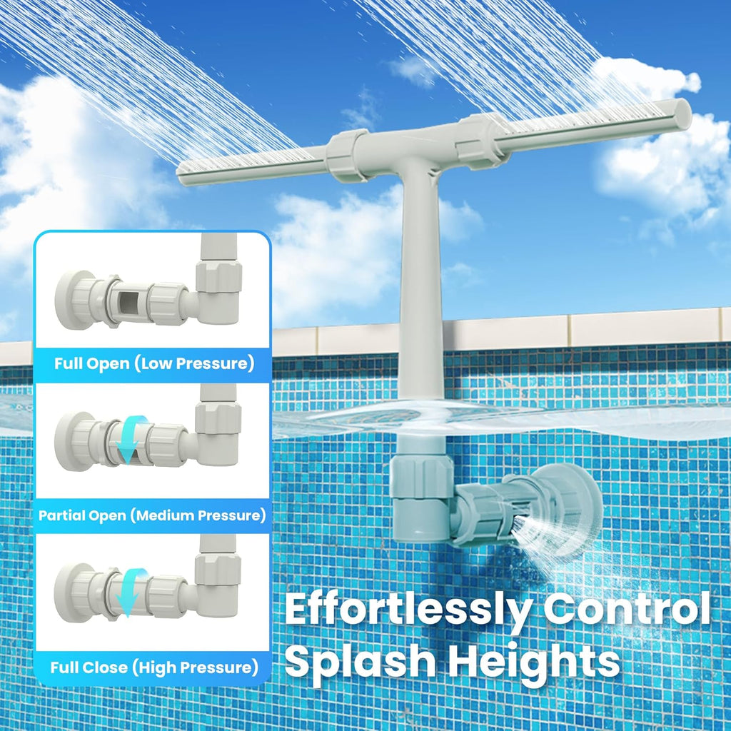 Pool Fountain for Above and In-Ground Pools, Dual Spray Waterfall Sprinkler Fountain, Above Ground Pool Accessories