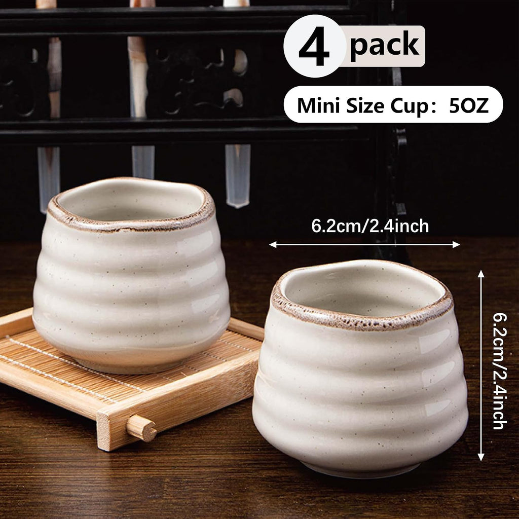 Ceramic Tea Cup Set, 5OZ Espresso Cups, Retro Grey, Set of 4