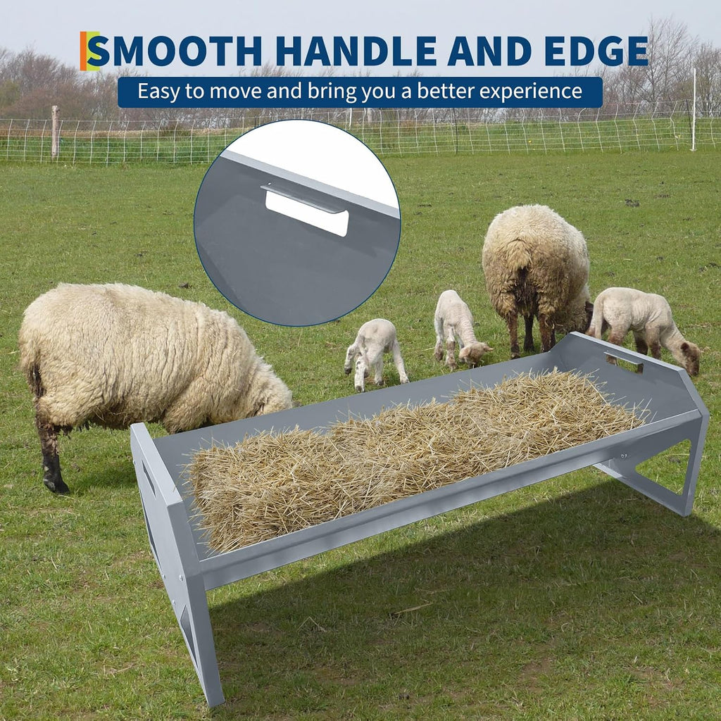 22 Gallon Capacity Livestock Feeder, 45" Hay Feeder for 10 Sheep Once, Heavy Duty Steel Livestock Feeding Trough for