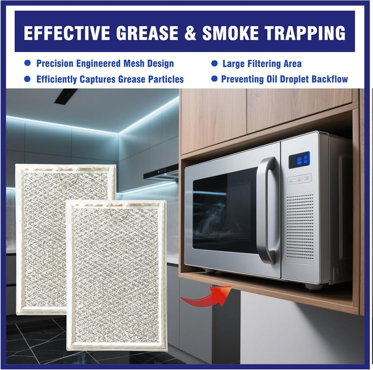 Microwave Grease Filter for GE JVM3160RF1SS, JVM3160DF8BB, JVM3160RF8SS