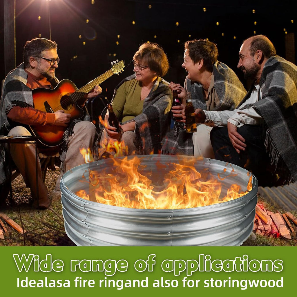 48" Round Galvanized Steel Fire Ring Pit/Raised Garden Bed Kit