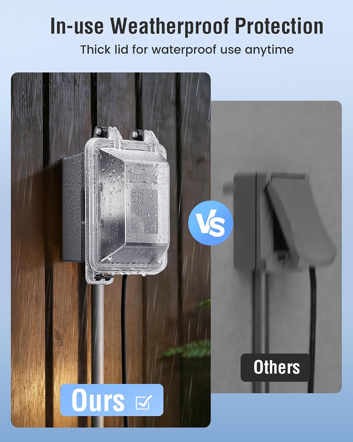 Extra-Duty in-Use Outdoor Outlet Cover, 1-Gang, Black, 1-Pack | Weatherproof PC Receptacle Cover, Horizontal/Vertical