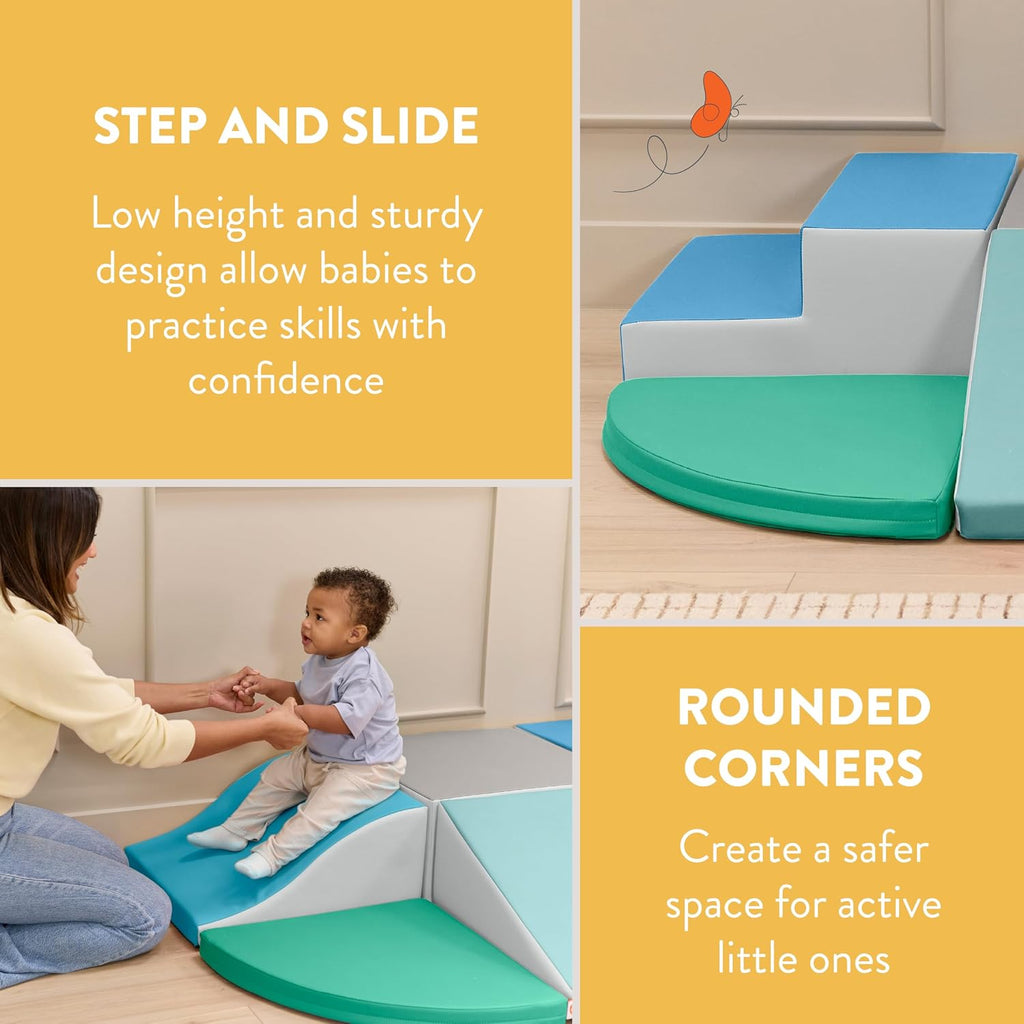 Little Haven Step & Slide Wall Climber, Indoor Playset, Contemporary, 6-Piece