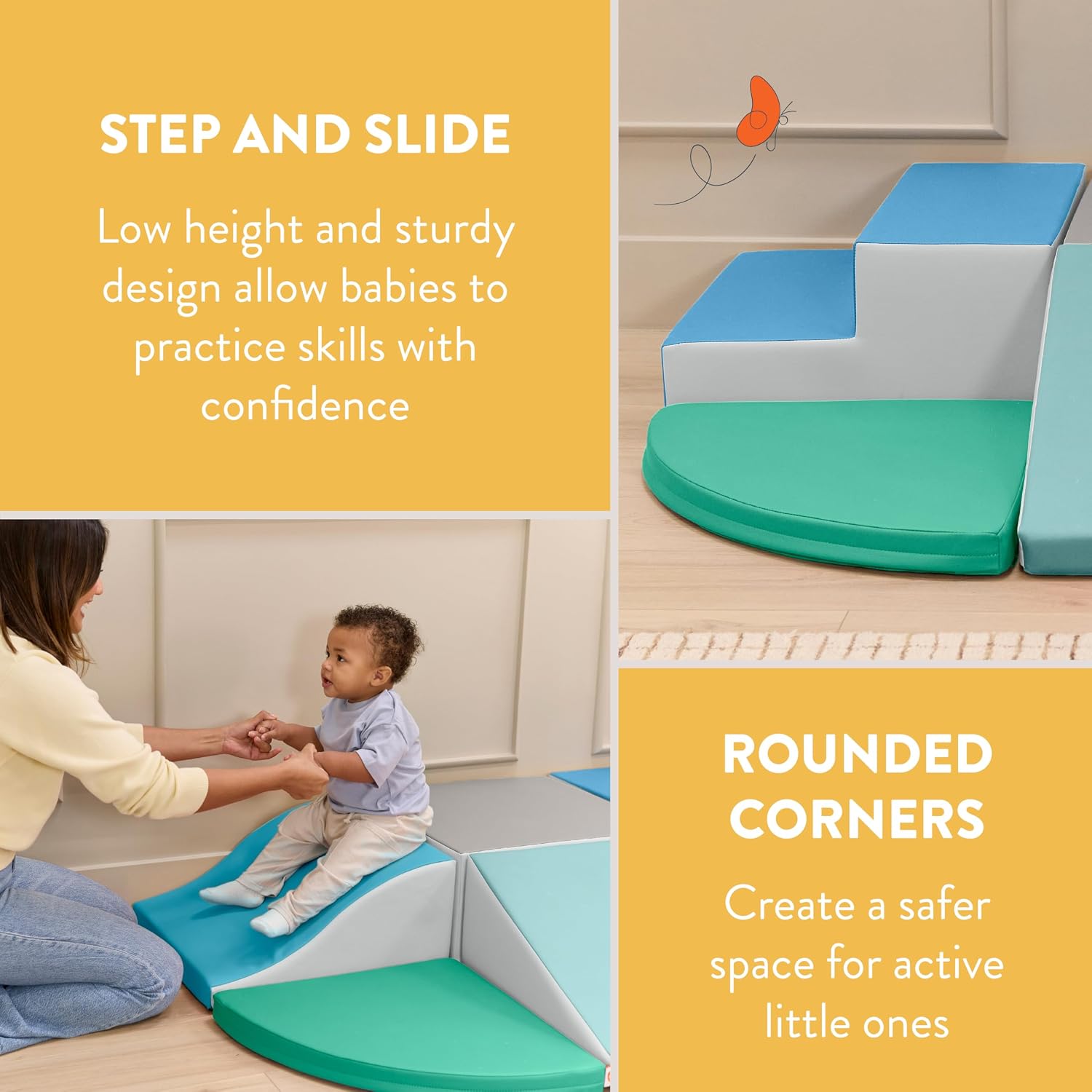 Little Haven Step & Slide Wall Climber, Indoor Playset, Contemporary, 6-Piece