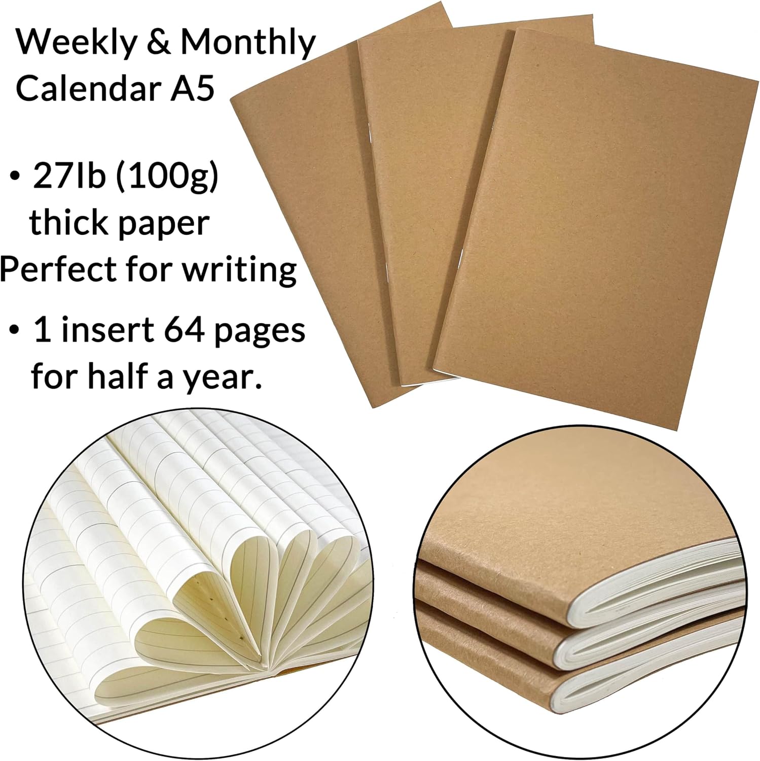 A5 Planner Jul 2026 - Dec 2027, Travelers Notebook Inserts, Travelers Notebook Calendar, Vertical Design Weekly and