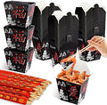 25 Sets Black Chinese Take Out Food Boxes with Chopsticks