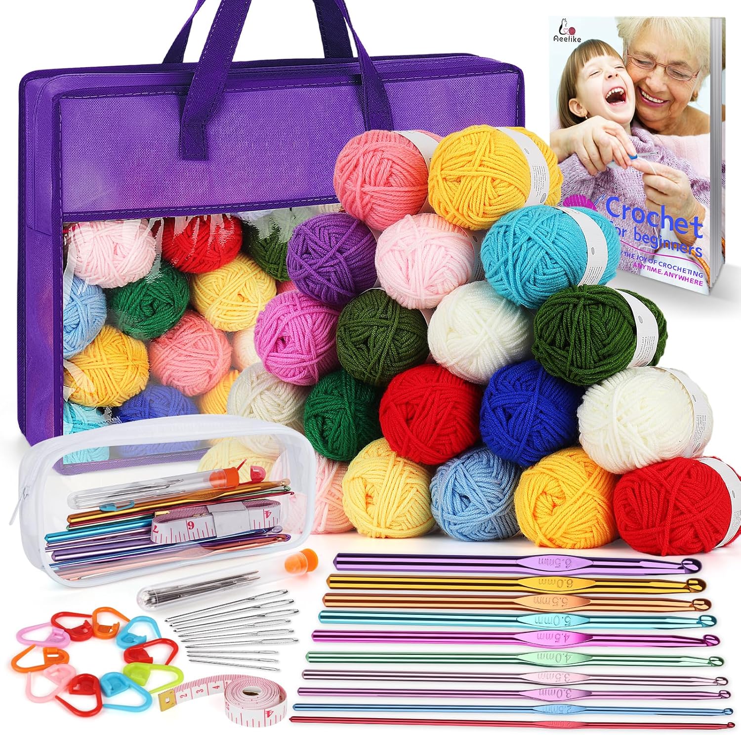 Crochet Yarn for Crocheting, Aeelike 1093 Yards Acrylic Yarn for Knitting,Full Crochet Kits for Beginners and
