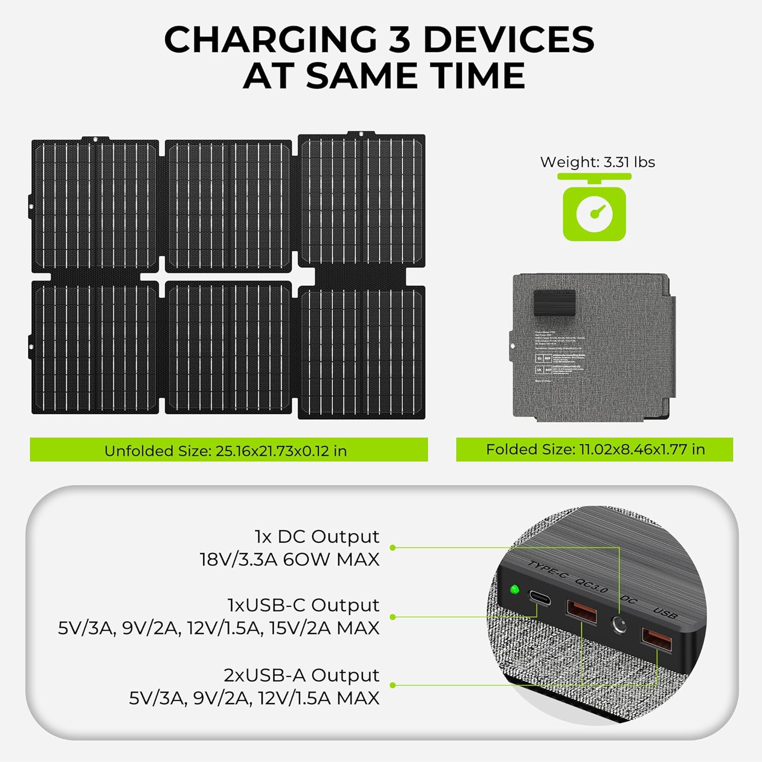 Portable Solar Generator, 300W Portable Power Station with Foldable 60W Solar Panel, 110V Pure Sine Wave 296Wh