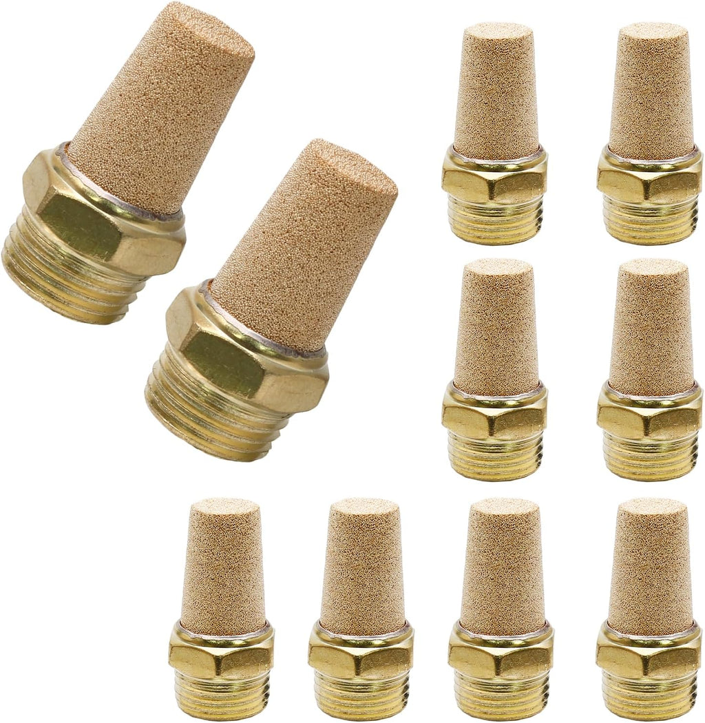 Zorfeter Pneumatic Brass Exhaust Muffler Filter, 1/4" NPT, 10pcs