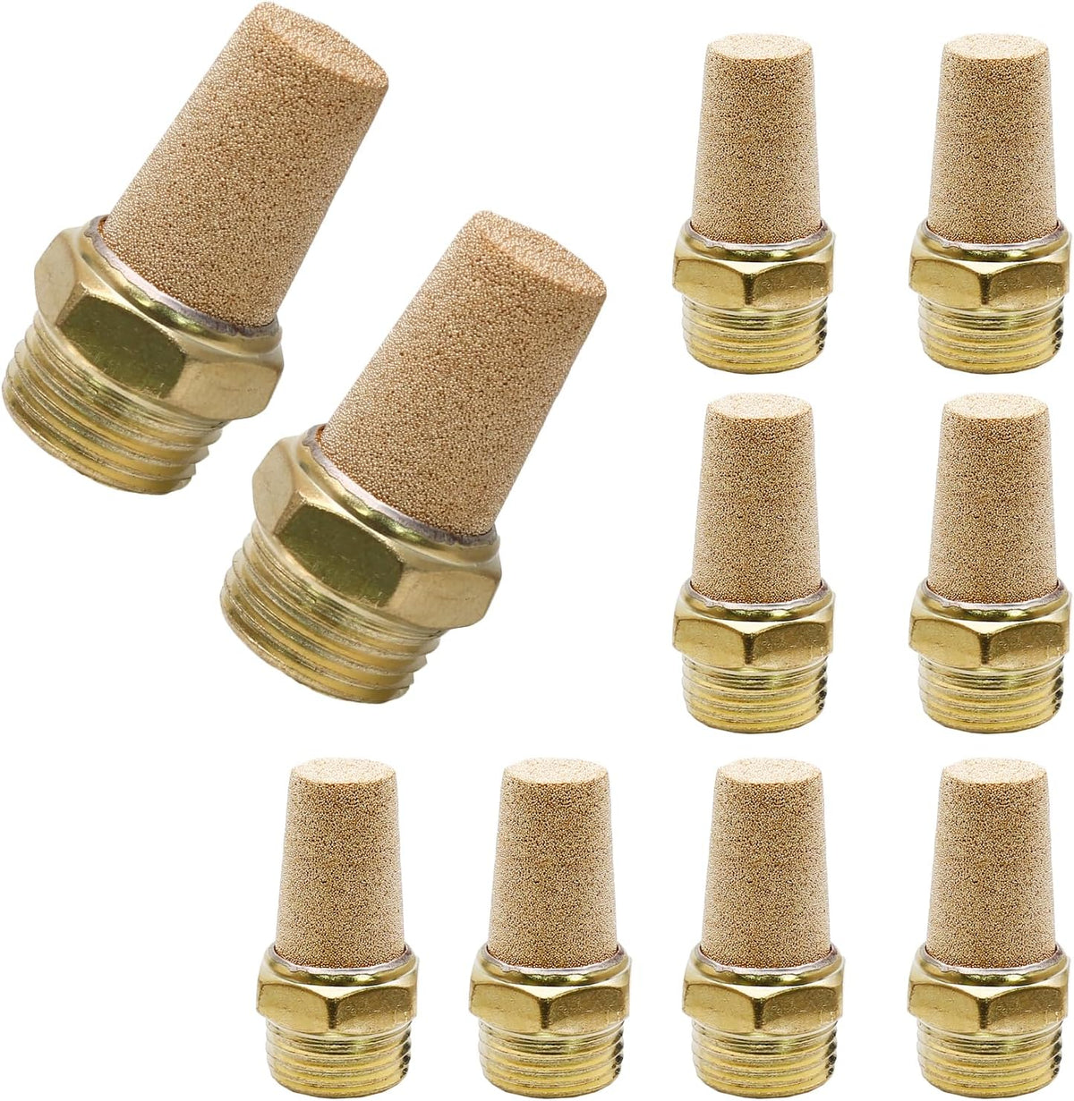 Zorfeter Pneumatic Brass Exhaust Muffler Filter, 1/4" NPT, 10pcs