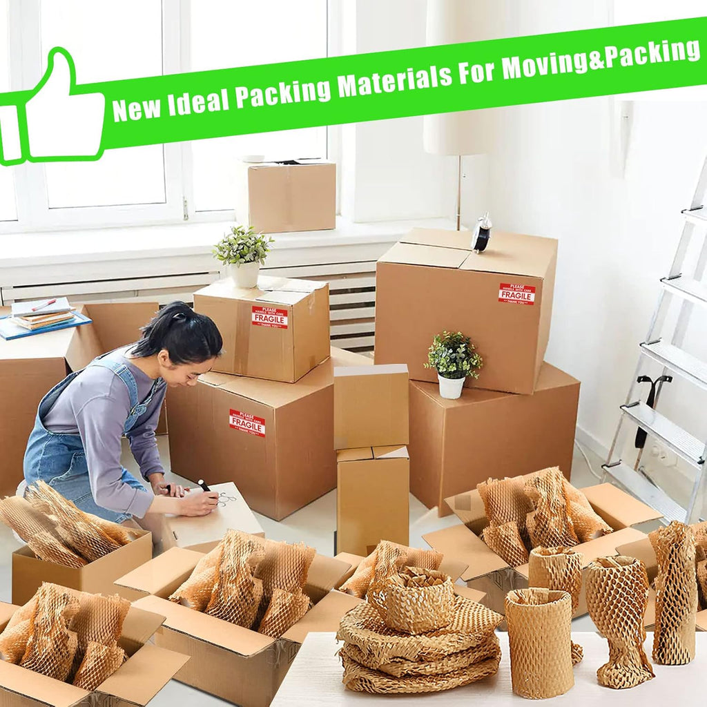 Honeycomb Packing Paper, MINHAO 15"x230' Eco Friendly Packing Paper for Moving Recyclable Honeycomb Paper Moving