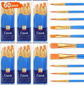 Paint Brush Set,6 Packs 60 Pcs Nylon Hair Paint Brushes for Acrylic Painting,Artist Paintbrushes for