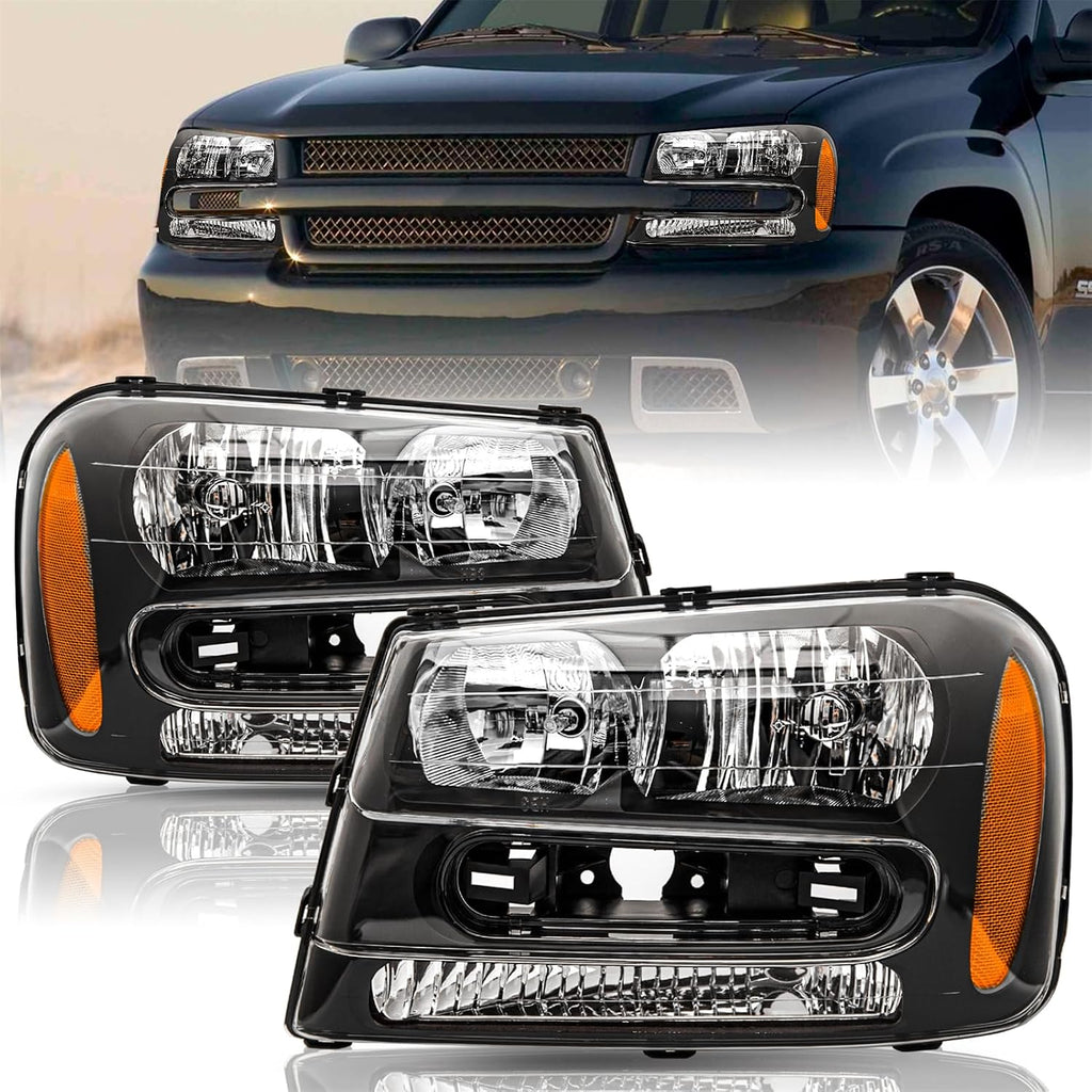 TUSDAR For 2002-2009 Chevy Trailblazer Headlight Assembly OEM Pair Set