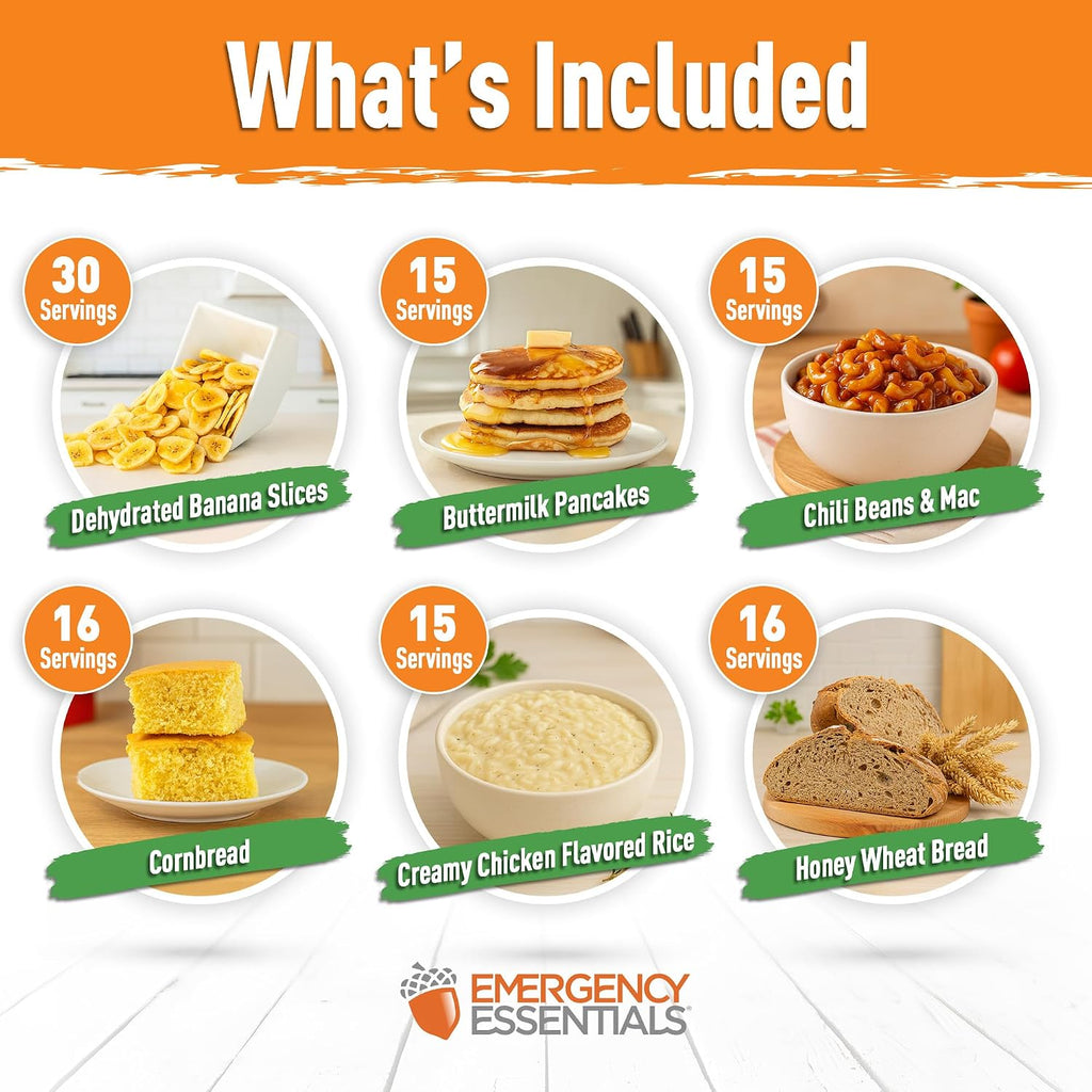 1-Month Emergency Food Supply Bucket, 257 Servings, 56,650 Calories | Long-Term Survival Food Kit for Disaster