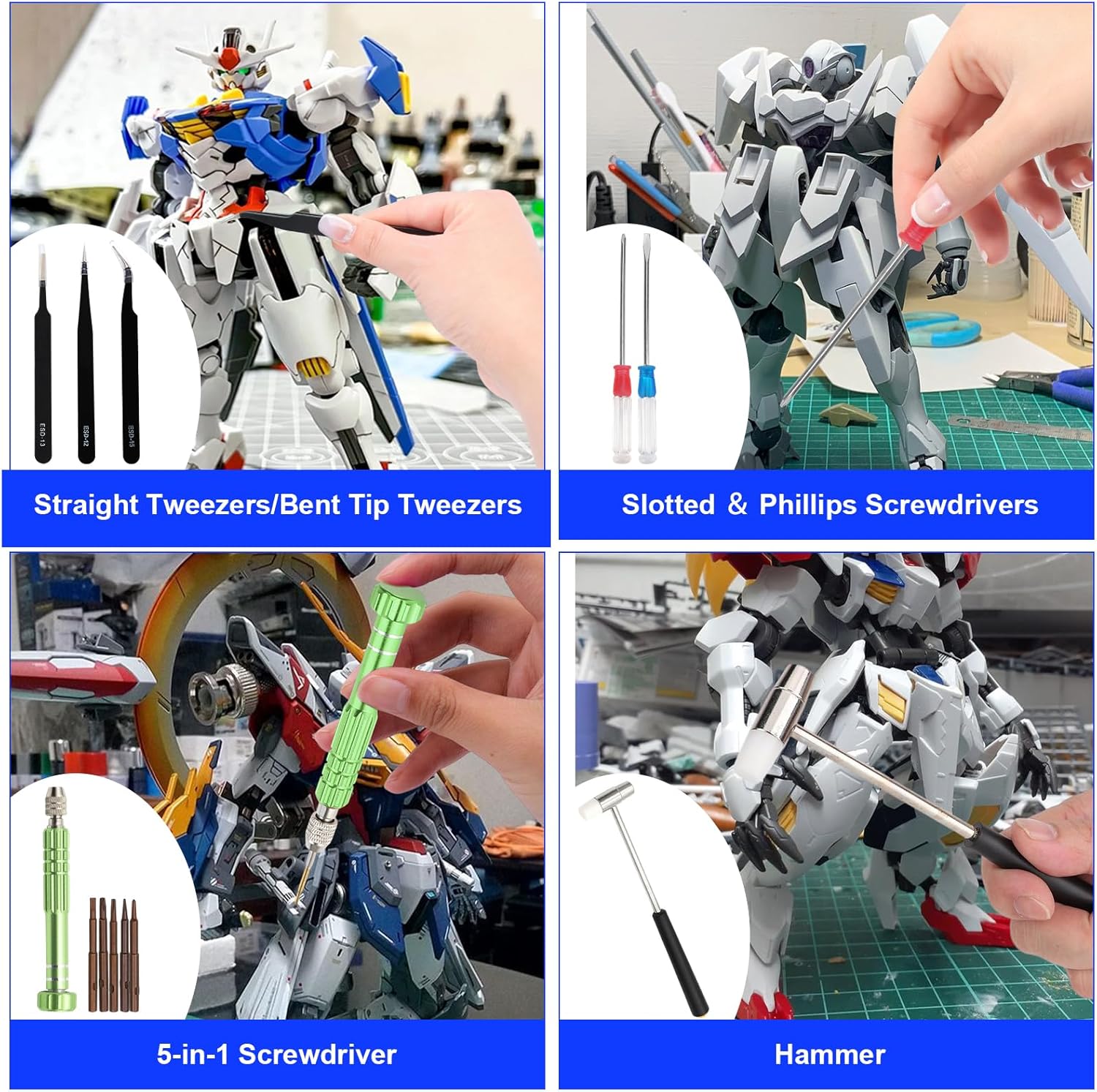 Gundam Tool Kit, 170 Pcs Professional Model Tool Kit for Gundam, Model Kit Tools with Decals Sticker Operated Box