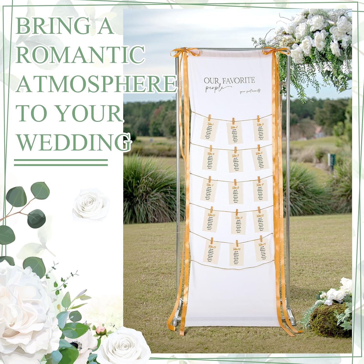 Wedding Seating Chart 76"x24" Linen Fabric Reception Sign