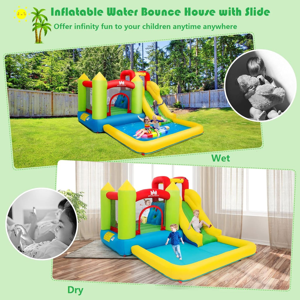 Inflatable Water Slide, 12 x9FT Kids Water Park Jump Castle Wet Dry with Splash Pool, Water Slides Inflatables for