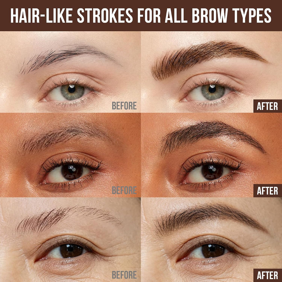 Eyebrow Pen for Women & Men, Natural Hair-Like Brows, Dark Brown