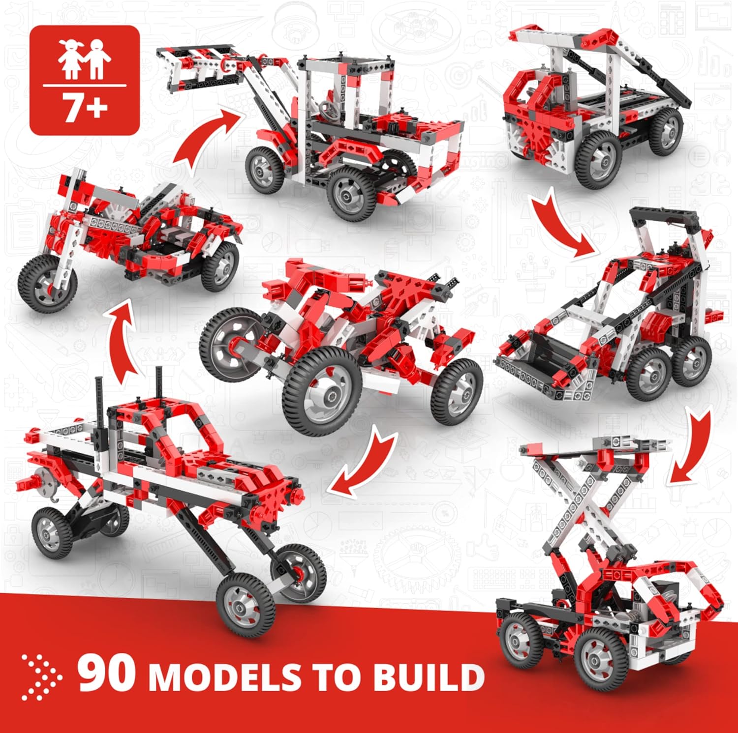 Inventor STEM Toys, 90 Motorized Models, Building Toys for Kids 7+, Engineering Kit, Stem Projects, Learning &