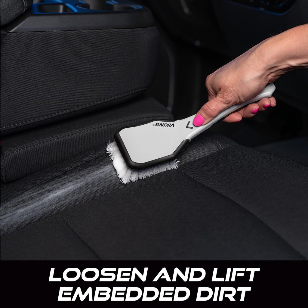 Upholstery Cleaner Scrub Brush Accessory for Cars | Cleaning Brush for Seat Covers and Car Detail Kit, Ergonomic Grip