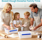 2 Pcs Pizza Dough Proofing Box with Lids and Latches for 4-6 Balls