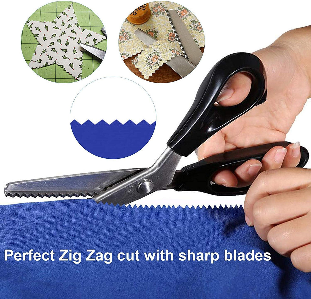 Professional Pinking Shears, Comfort Grip Handle Stainless Steel Dressmaking Scissors Sewing Art Craft Cut Tool