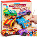 4 DIY Wooden Race Cars-Build & Paint Your Own Wood Craft Kit, 4 Race Cars Toy, Easy to Assemble Arts Crafts Kit