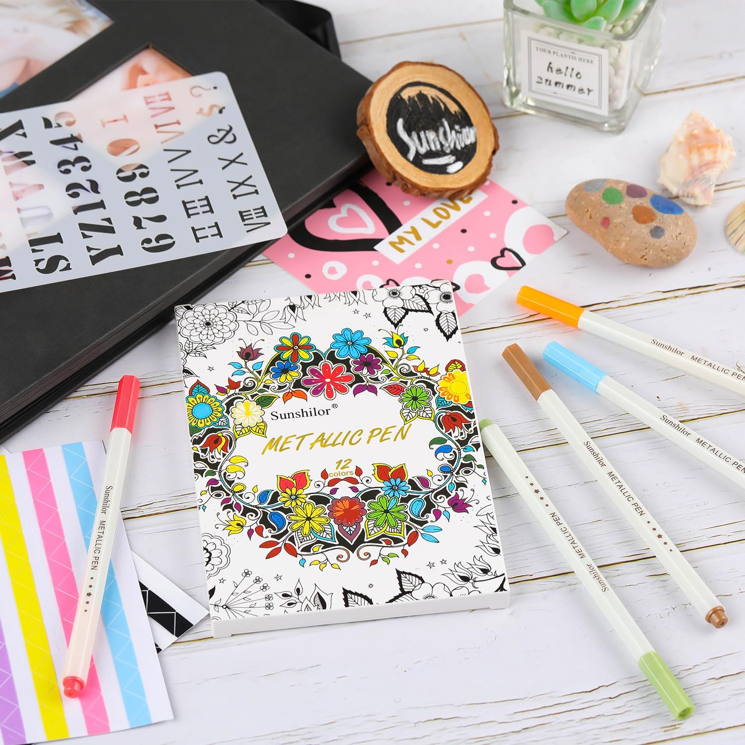 Metallic Markers Fine Point Metallic Marker Pens for Black Paper, Rock Painting, Easter Egg, Halloween Pumpkin, Card