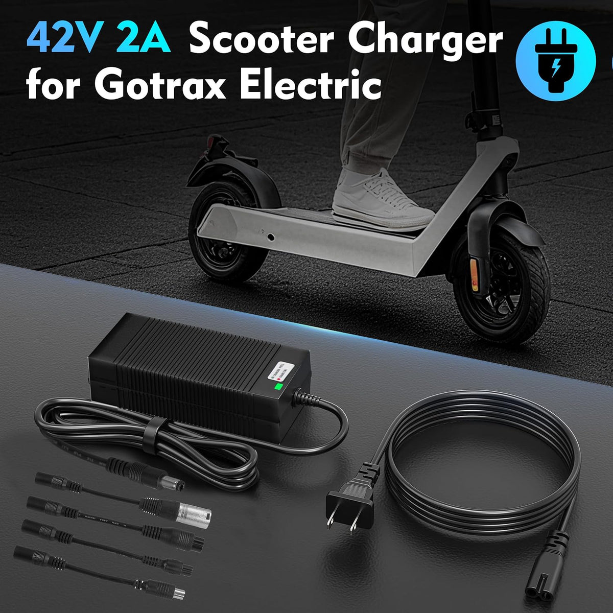 42V Scooter Charger, UL Certified Fast Charger for 36V Batteries