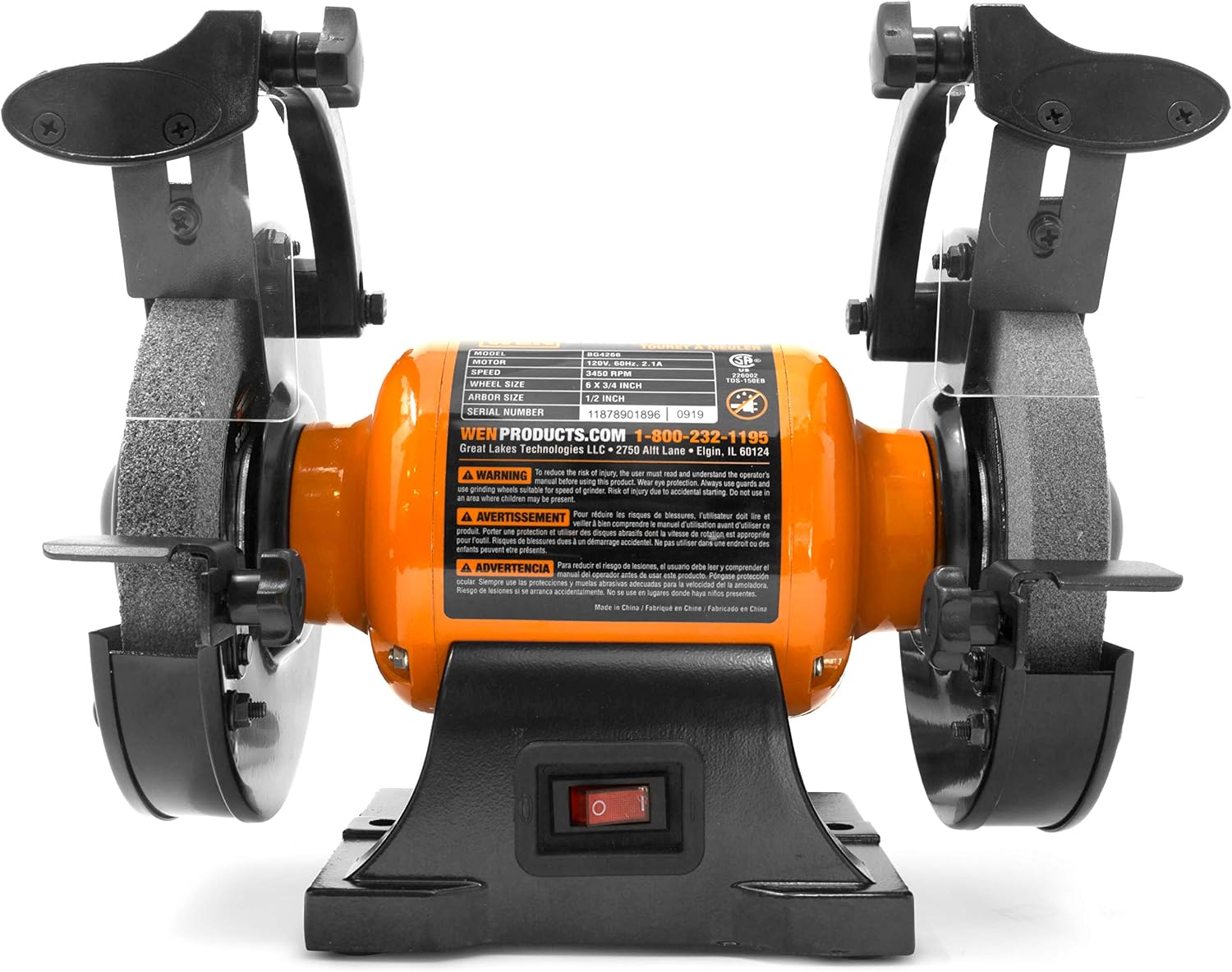 BG4260 2.1-Amp 6-Inch Single Speed Bench Grinder, Orange,black