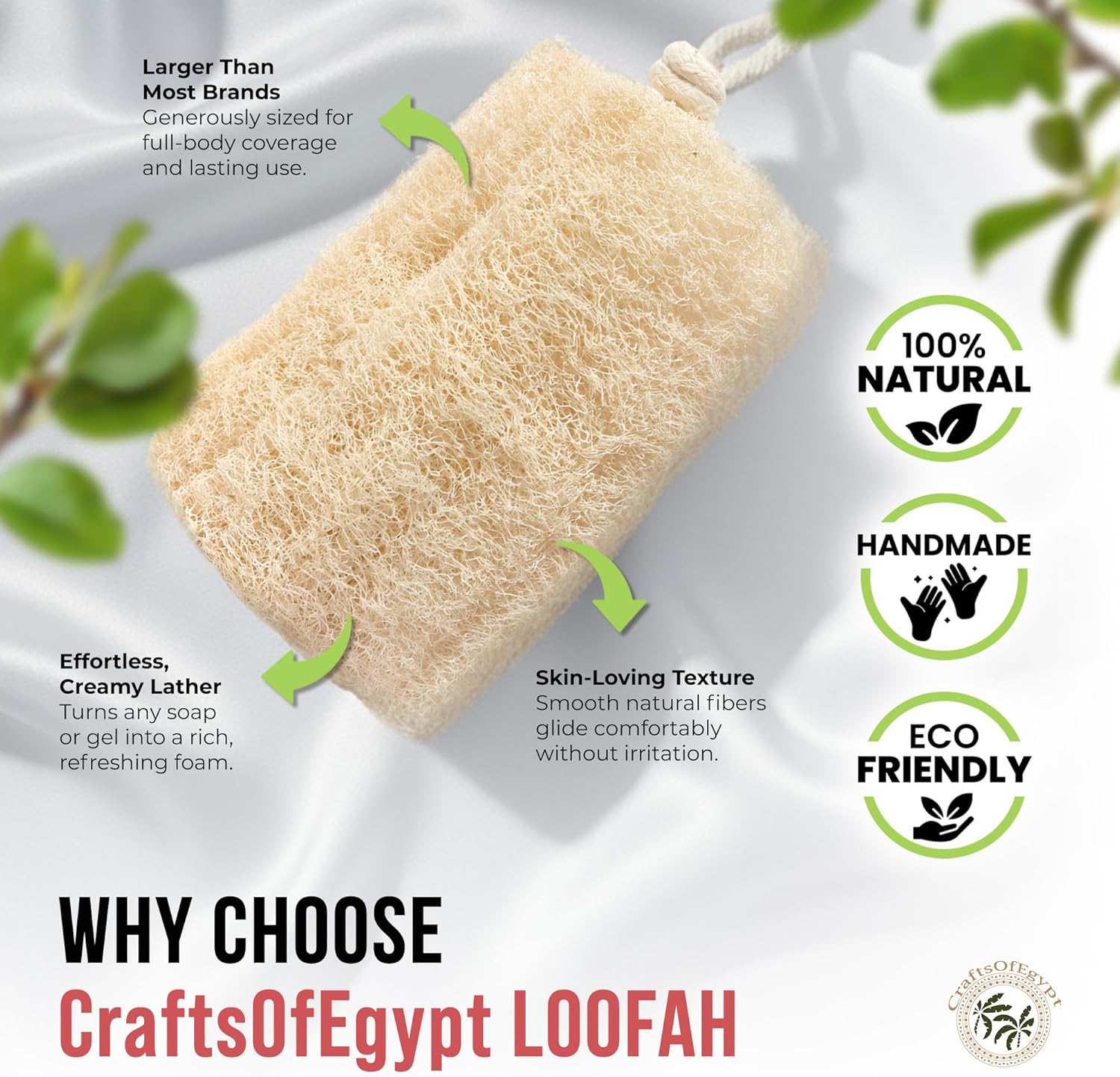 Loofah Body Scrubber - Natural Egyptian Loofah Sponge for Exfoliating Shower Bath, Organic Luffa Loofa Scrubbing