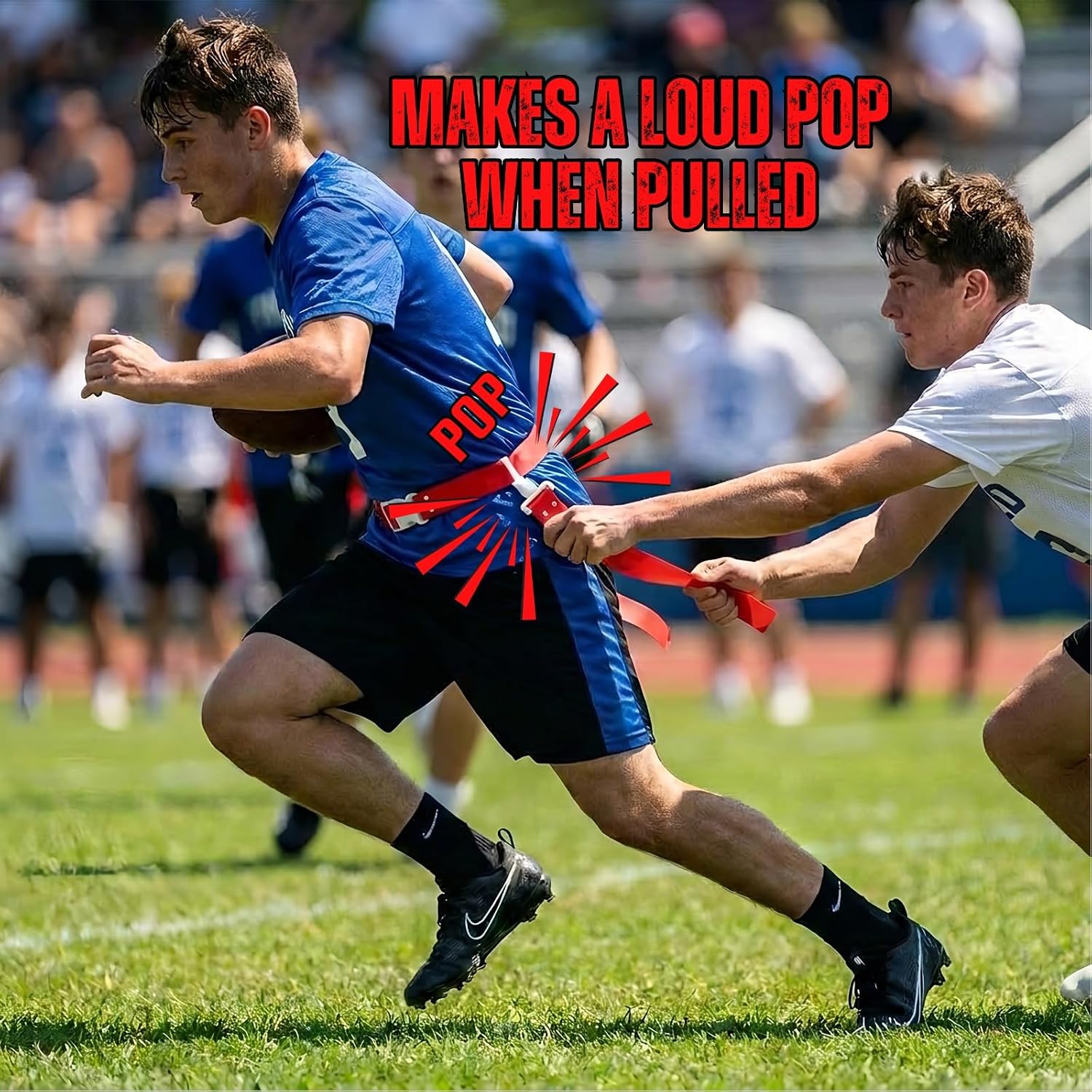 Adjustable Flag Football Belt Set, One Size Fits All | Pop-release flags for fast, fair calls; durable woven material