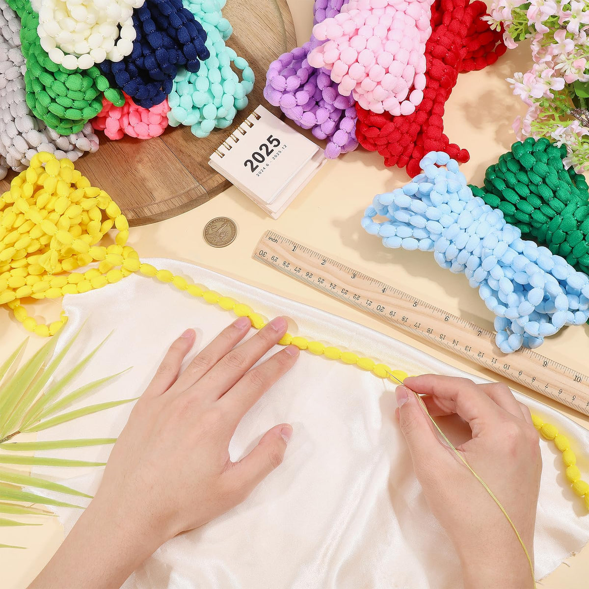 84 Yards 12 Colors Mini Pom Pom Fringe Trim