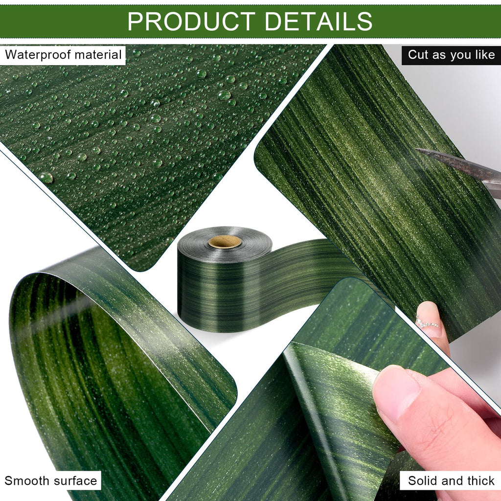 Aspidistra Leaf Ribbon,4 Inch x 100 Yards,Green Leaf,Dark Green