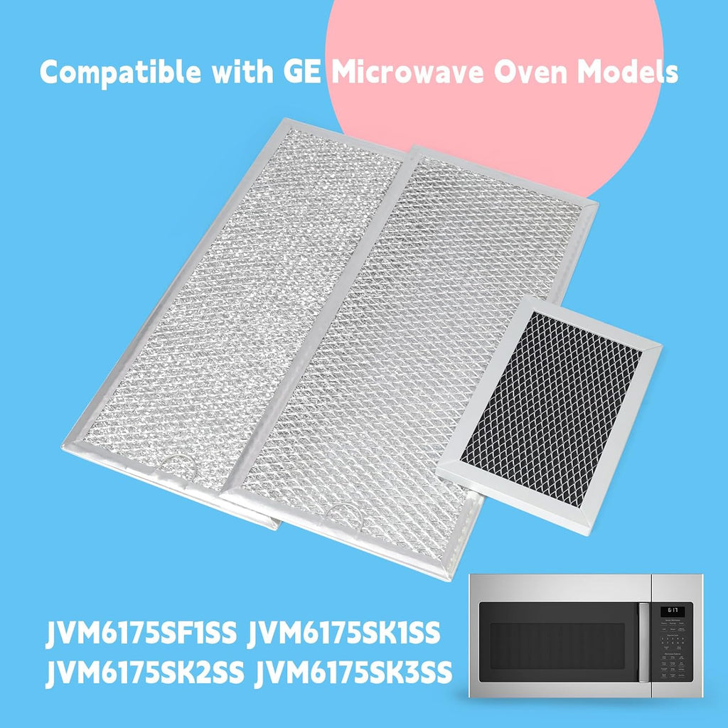 3 Pcs Grease Filter Kit Compatible with GE Microwave Oven JVM6175SF1SS JVM6175SK1SS JVM6175SK2SS JVM6175SK3SS