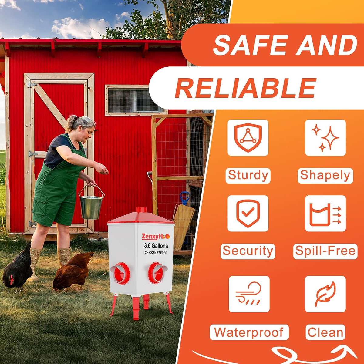 No Waste Chicken Feeders, DIY Automatic Poultry Feeder - 4 Ports Red
