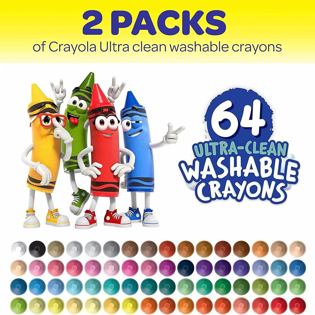 Washable Crayons for Kids 64ct, School Supplies, Amazon Exclusive