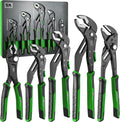 5-Piece Pliers Set, 8" Adjustable Joint, 8", 10" and 12" Quick Adjust V-Jaw Groove Joint, 10" Pliers Wrench, Premium