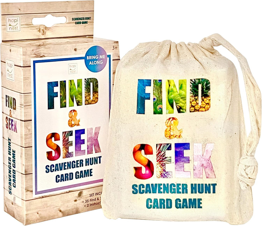 Find and Seek Scavenger Hunt Card Game, Indoor Outdoor Activities for Kids Toddler & Family, Beach Camping Travel Car