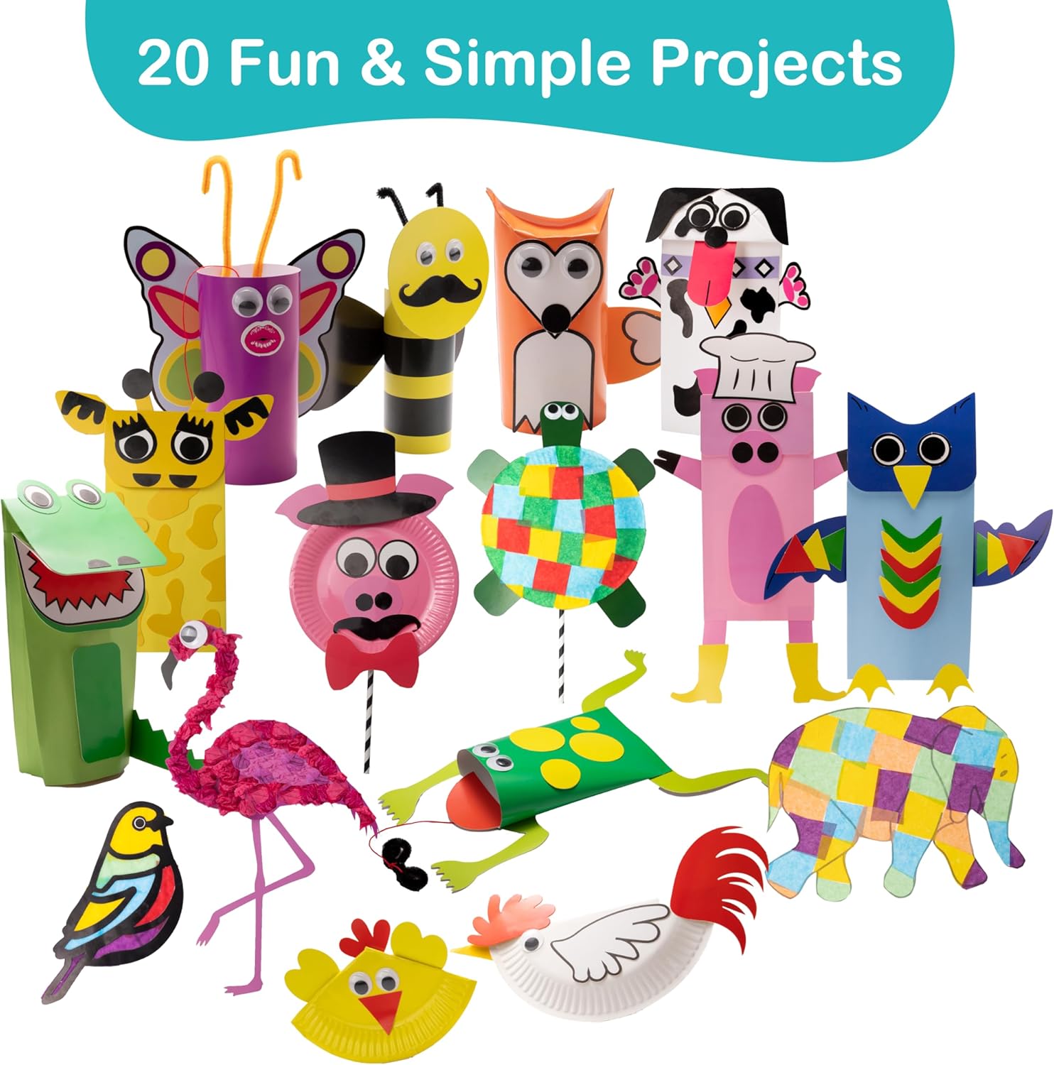 20 Award-Winning Animal Toddler Arts and Crafts for Kids Ages 3-10 Years, All-Inclusive Animal Craft Kits, Fun