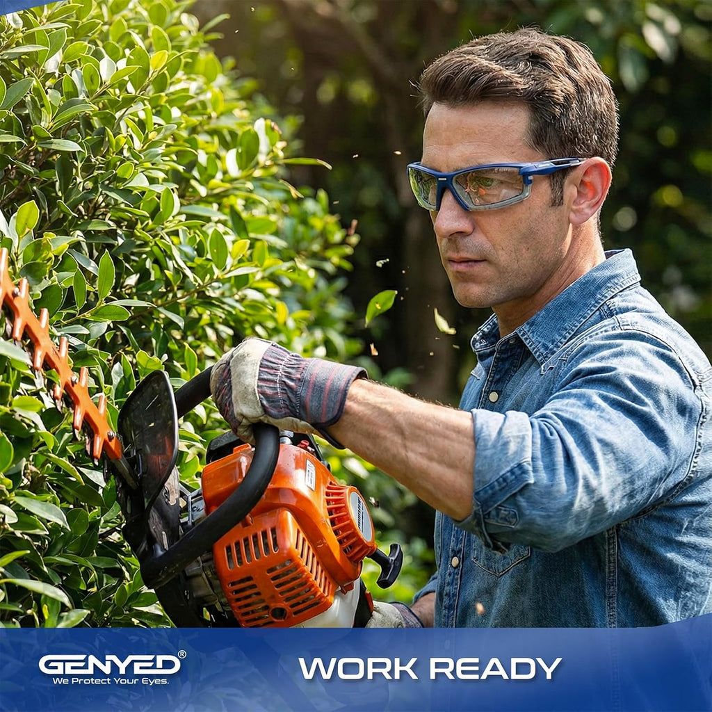 Safety Glasses ANSI Z87+ with Removable Foam Gasket, Clear Lens, Anti-Fog, Scratch-Resistant, UV400 Wraparound