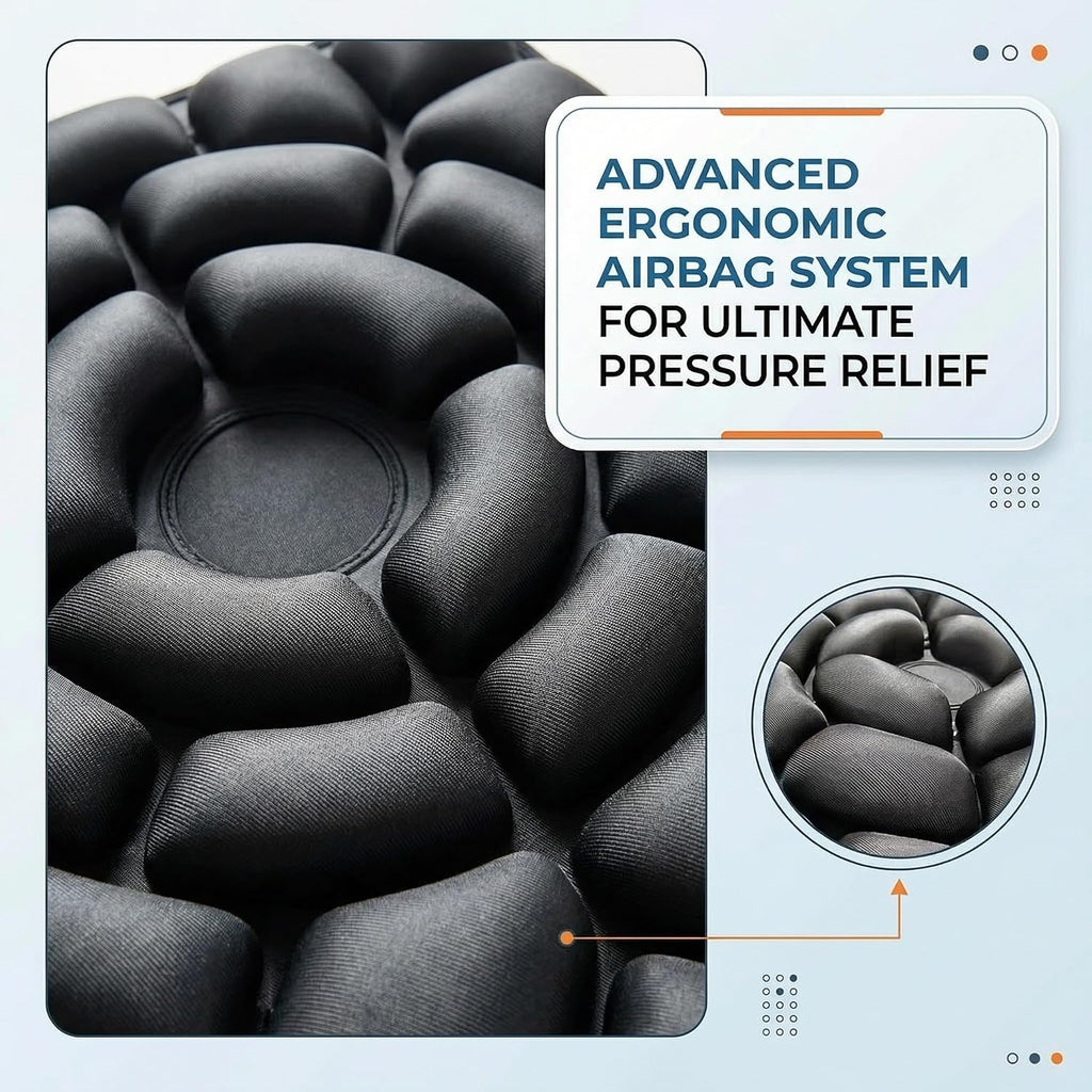 Inflatable Seat Cushion, Donut Cushion for Office Chair, Car & Wheelchair, Ergonomic Pressure Relief for Tailbone &