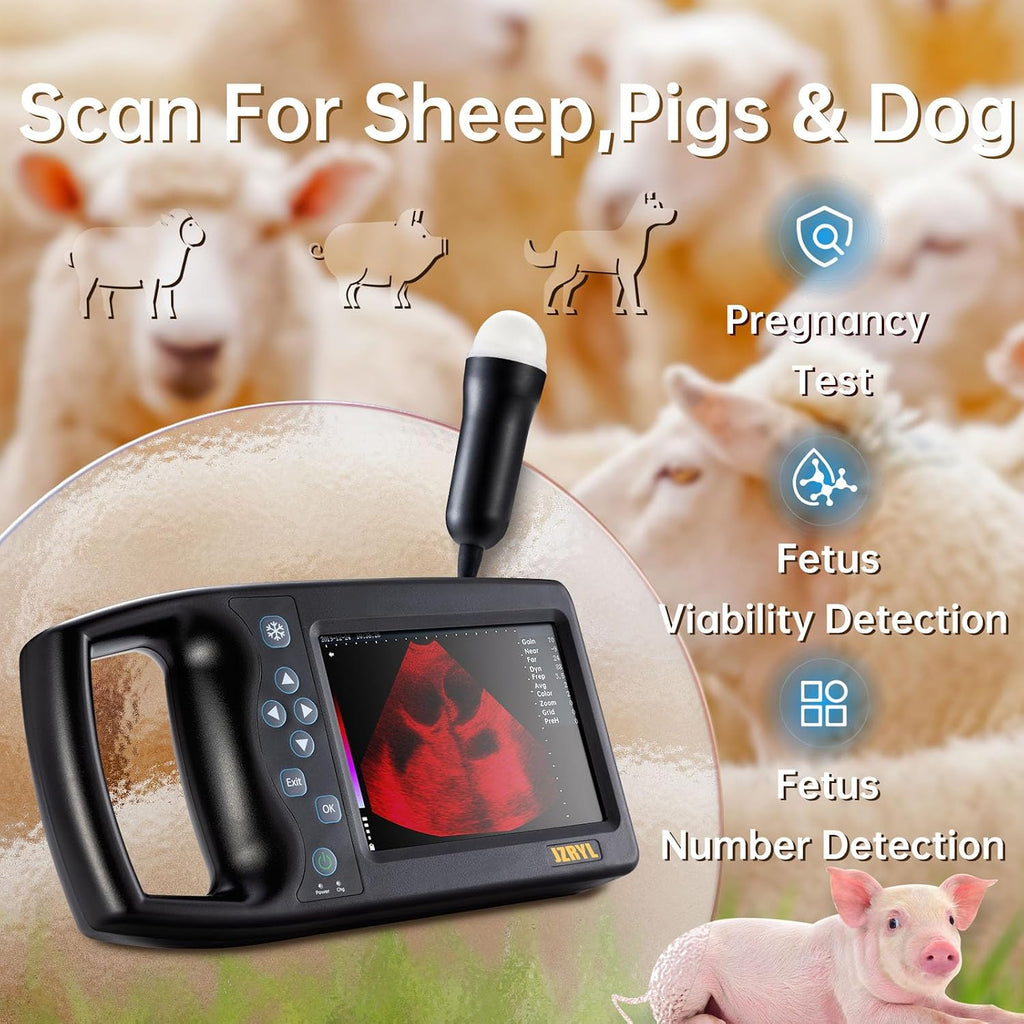 J1 Vet Ultrasound Machine Portable Veterinary Handheld Scanner B-Ultra Sound with 3.5MHz Probe for Pregnancy