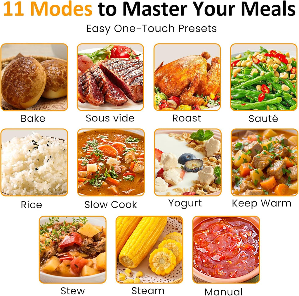 12-in-1 Programmable Slow Cooker 6.5QT with Timer & Keep Warm | Multicooker with Timer & Temp Control, Dishwasher