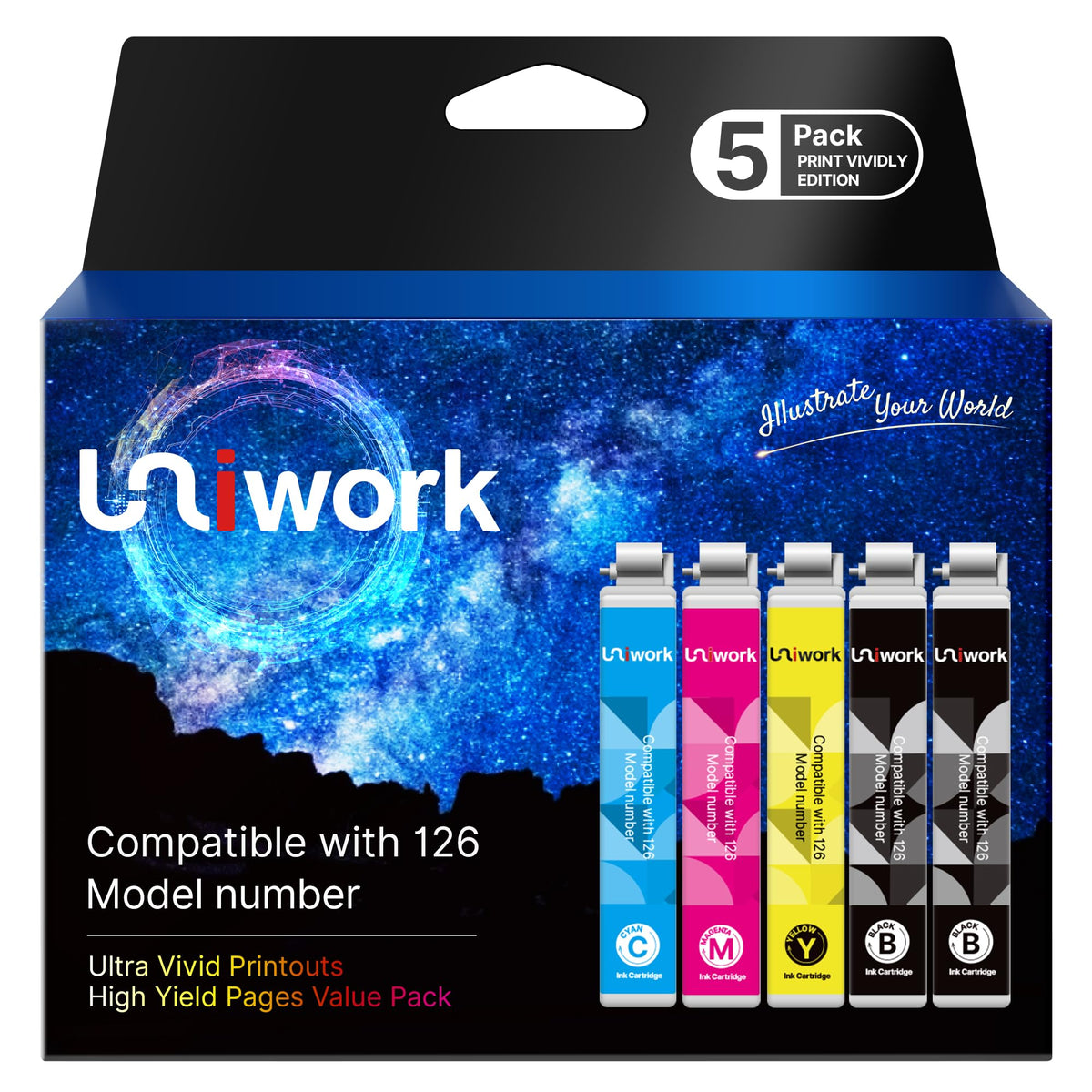 Remanufactured Replacement for Epson 126 Ink Cartridges 5 Pack