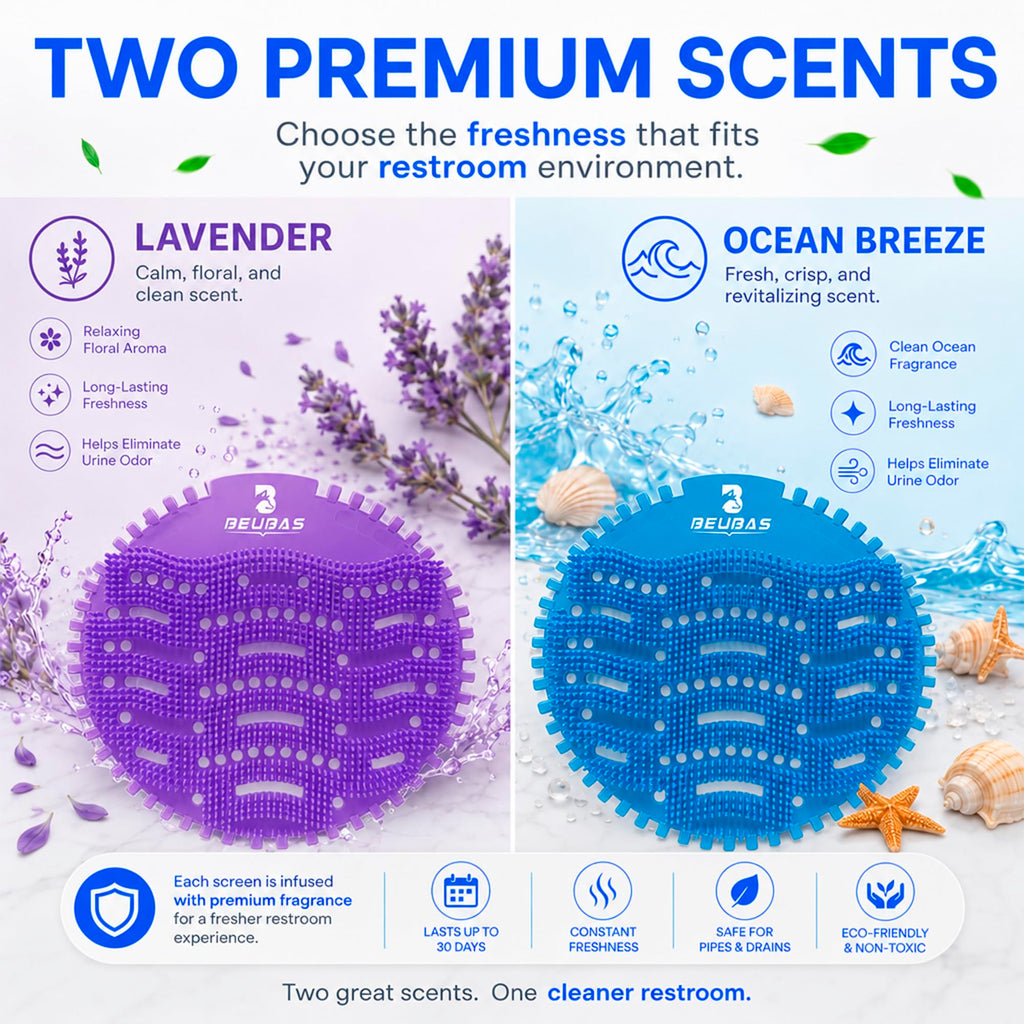 Urinal Screen Deodorizer, EVA Anti-Splash, Blue & Purple, 12 Pack