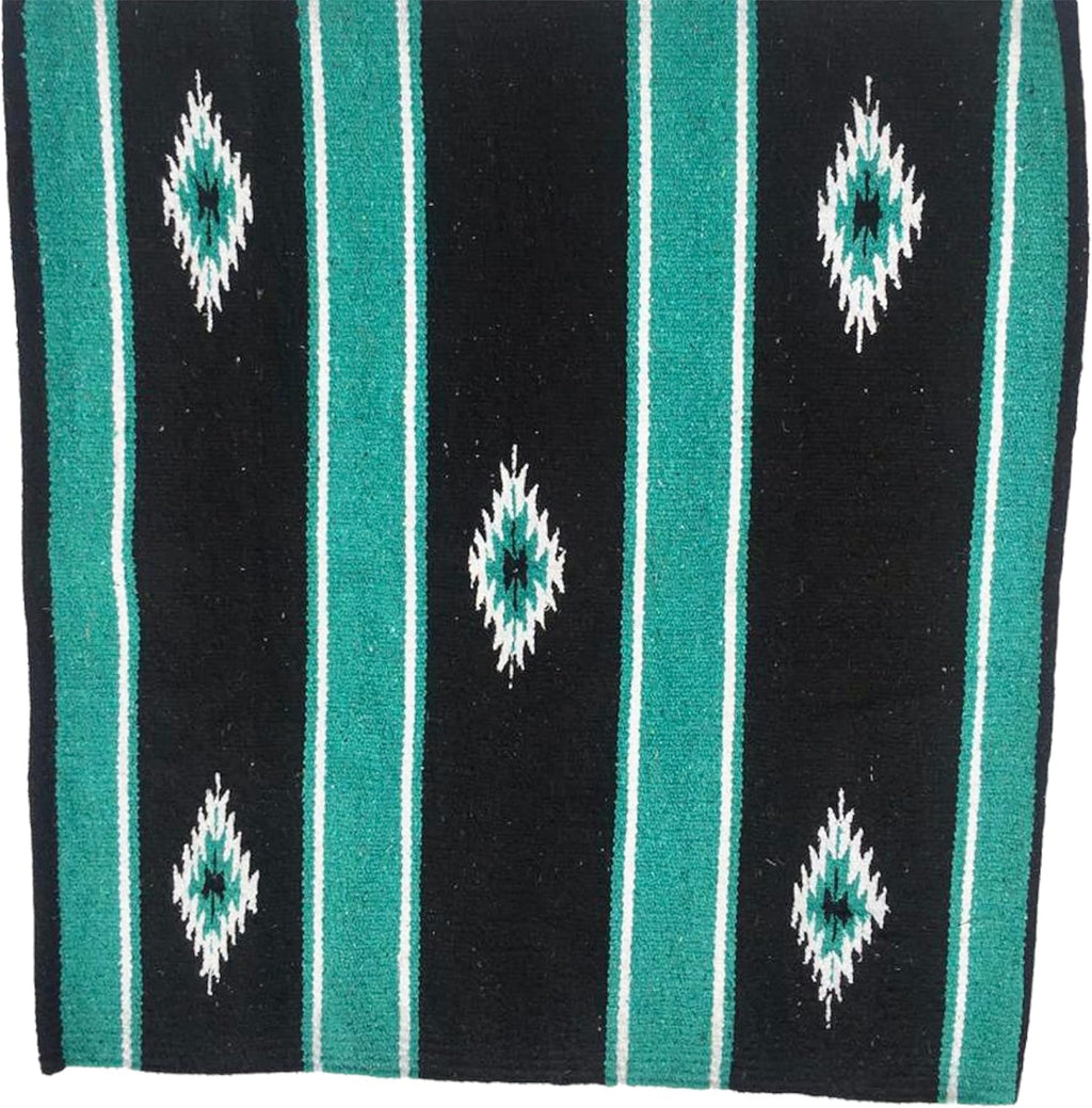 36"x 34" Navajo Design Acrylic Saddle Blanket -2.4 lbs (Turquoise Green and Black)