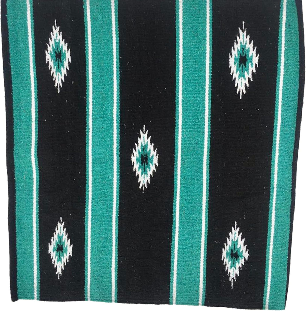 36"x 34" Navajo Design Acrylic Saddle Blanket -2.4 lbs (Turquoise Green and Black)